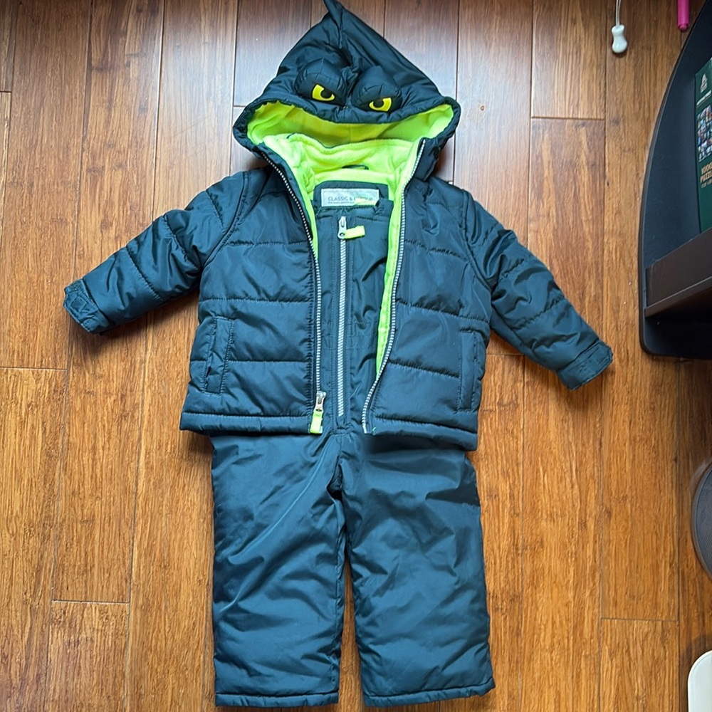 18 month Carter’s jacket and snow bib - worn once, in excellent condition